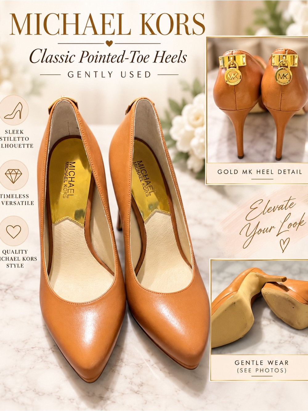 Women's Tan Leather High Heel Pumps